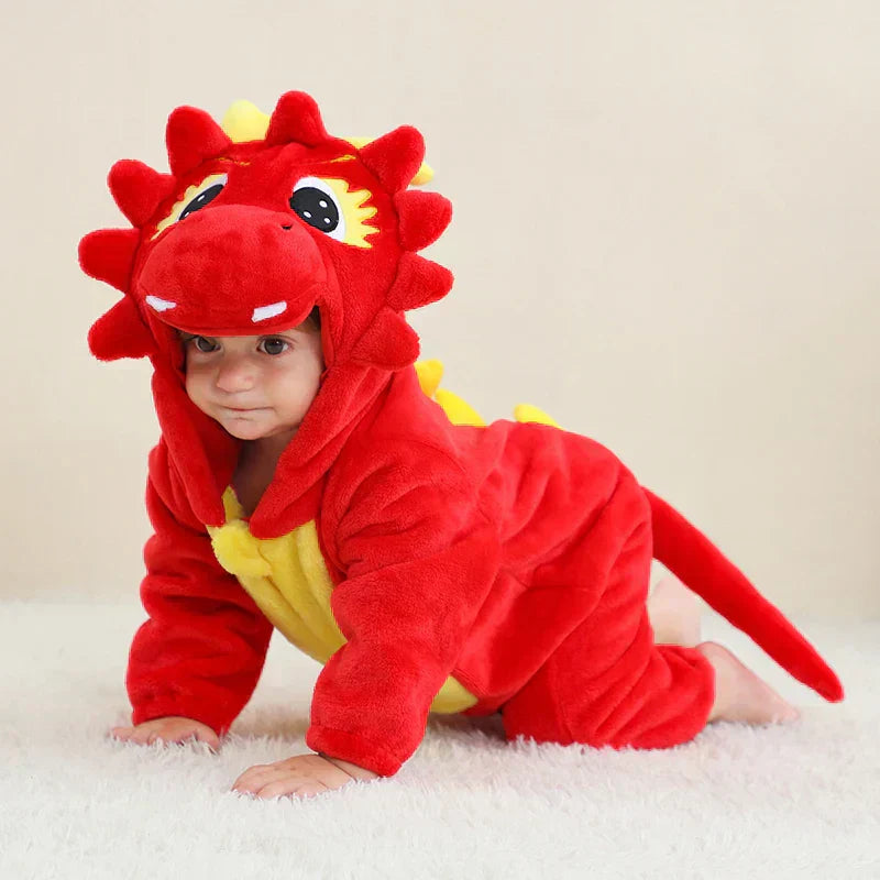 Soft breathable hooded baby onesie romper with adorable animal-shaped hood for toddlers