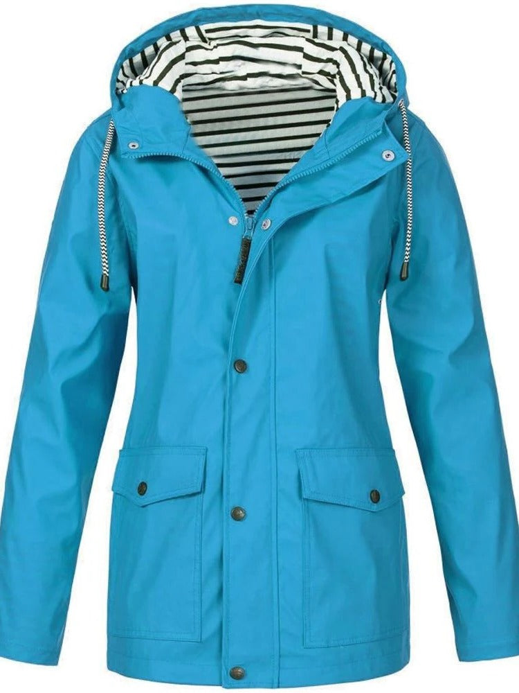 Lightweight full-zip outdoor jacket for hiking, spring-summer active wear with unrestricted movement cut