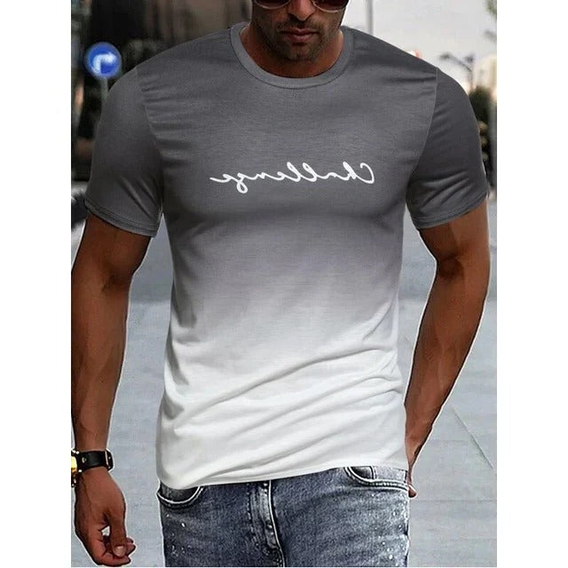 Men's black to red ombre gradient t-shirt regular fit casual short sleeve everyday tee