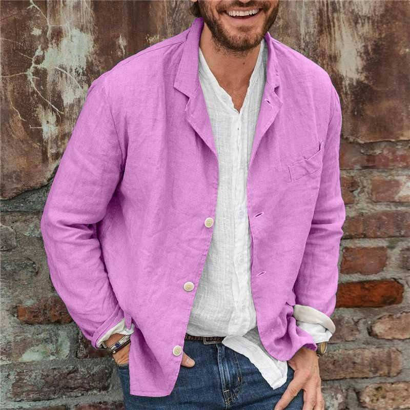 Men's casual linen blazer jacket lightweight breathable cotton blend slim fit for brunch or work