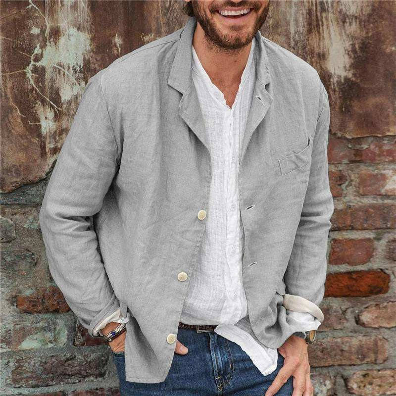 Men's casual linen blazer lightweight breathable jacket relaxed fit with natural drape for work or brunch