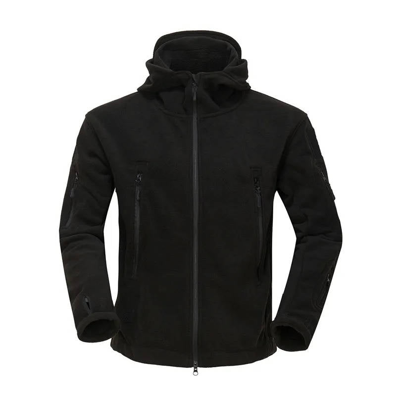 Men's gray thermal fleece jacket rugged outdoor fit with seven-pocket cold weather design