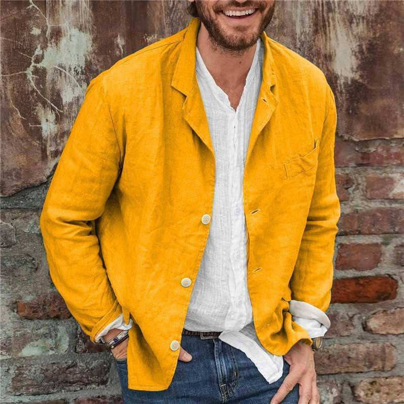 Men's light beige linen blazer slim casual fit breathable lightweight jacket for brunch or work