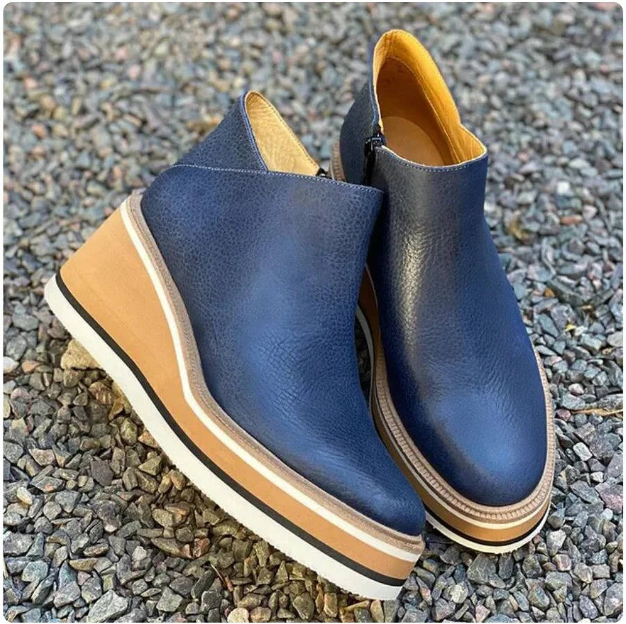Women's waterproof PU leather ankle boots with cushioned support, versatile silhouette for all-day comfort