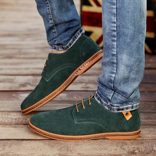 Men's brown suede-look Oxford lace-up dress shoes with polished PU upper for office and evening wear