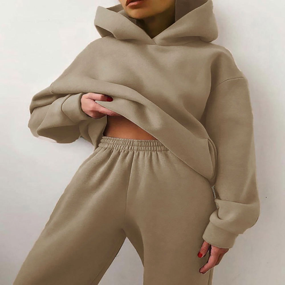 Women's cotton blend two-piece set oversized fit with elastic waistband, casual loungewear comfort