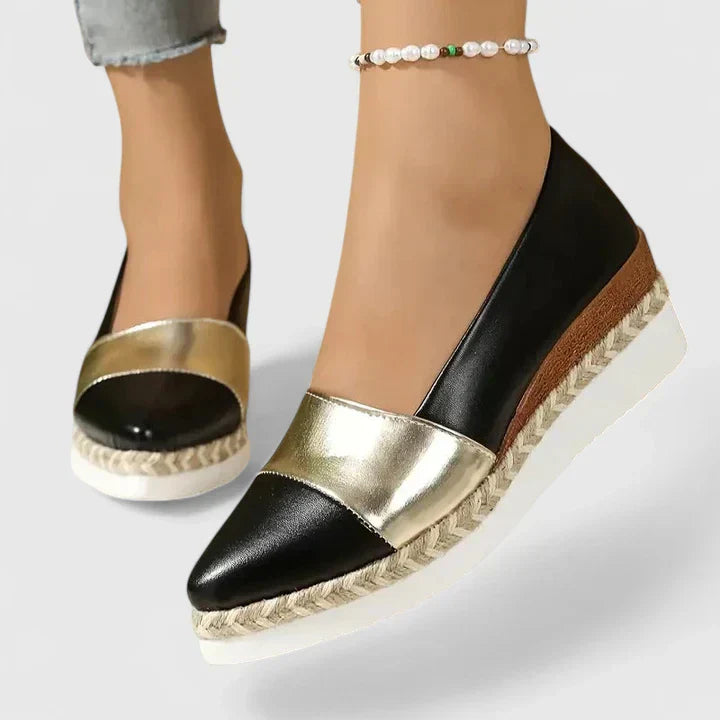 Luna | Women's Metallic Espadrille Wedge Loafers Platform Slip-On