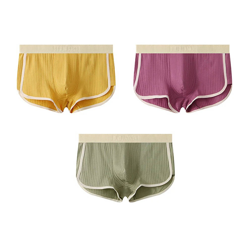 Men's ribbed knit boxer briefs 4-pack breathable combed cotton blend for all-day comfort and secure fit