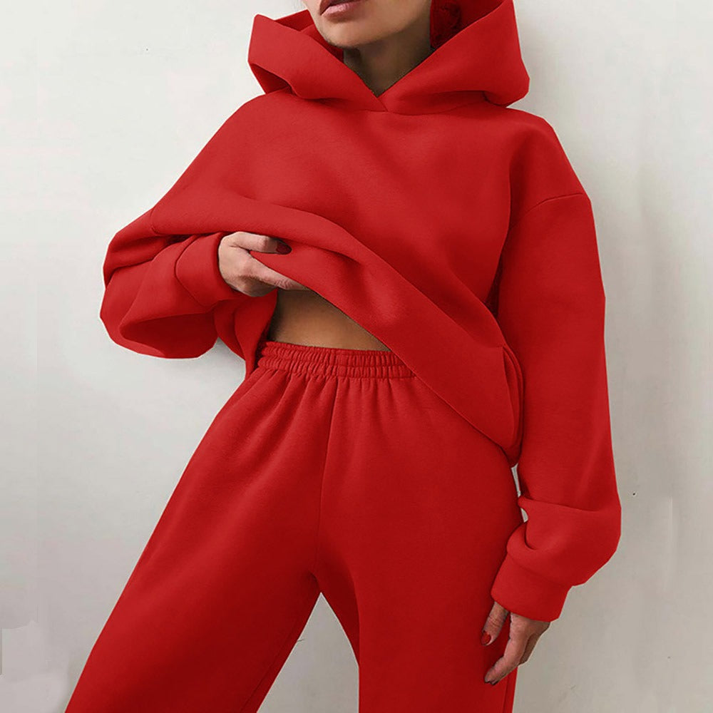 Women's cotton blend two-piece set oversized fit with elastic waistband, casual loungewear comfort