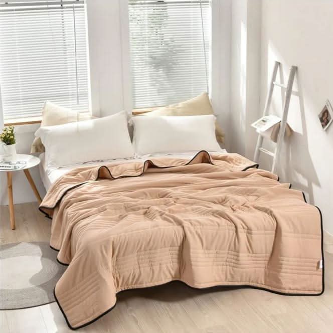 Lightweight cooling blanket soft pink quilted cotton throw for warm sleepers breathable all-night comfort