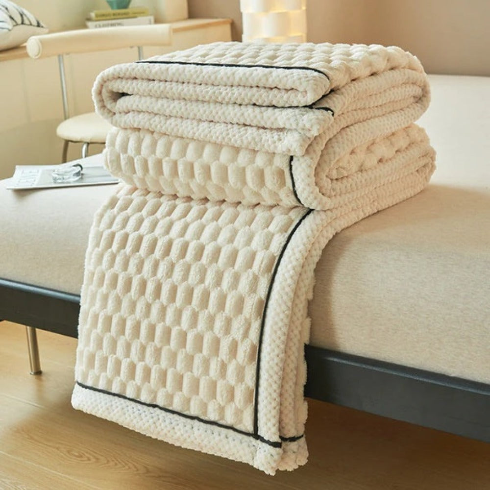 Textured fleece throw blanket geometric pattern sherpa ultra-soft modern home decor luxurious warmth