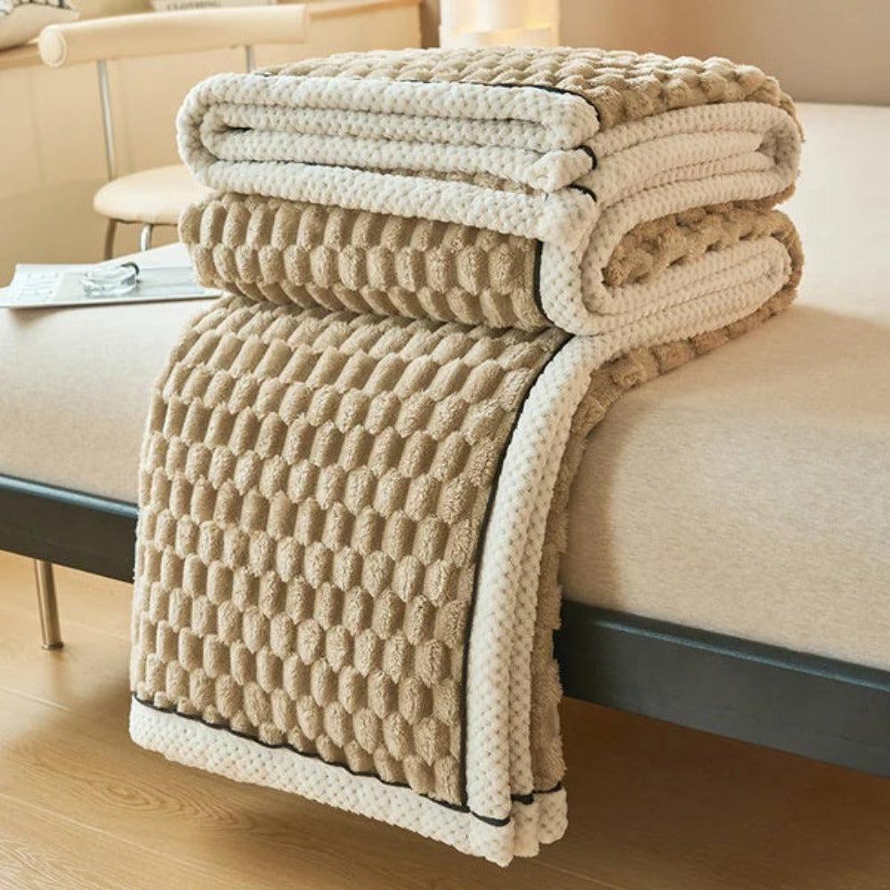 Textured fleece throw blanket geometric pattern sherpa ultra-soft modern home decor luxurious warmth