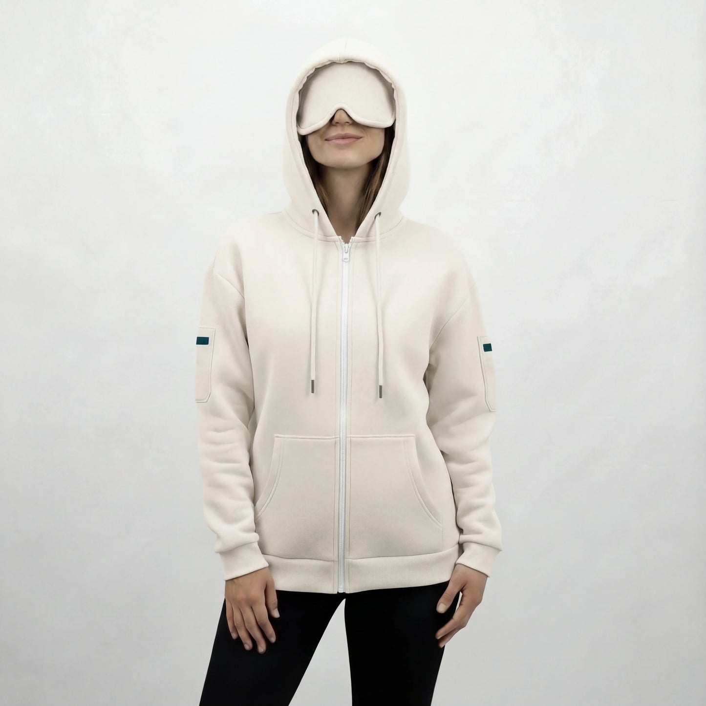 Gray travel hoodie with built-in eye mask hood, ultimate comfort for frequent flyers air travel