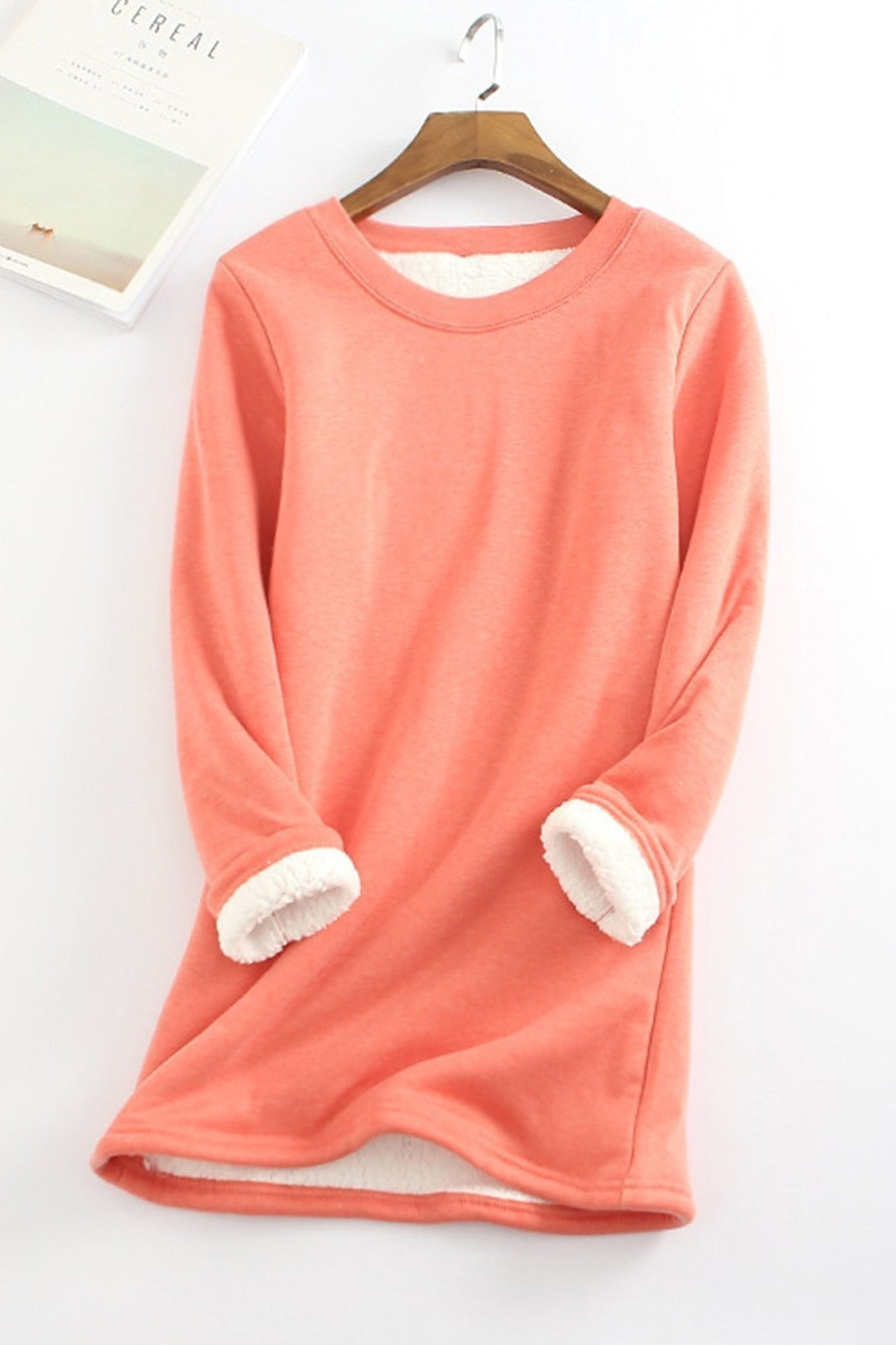 Women's fleece-lined tunic top relaxed fit cozy everyday warmth versatile layer for modern style