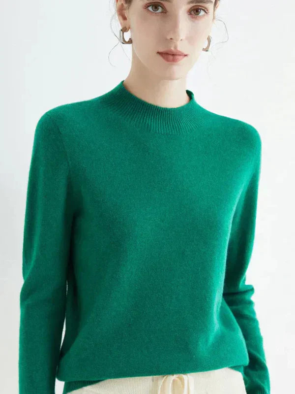 Women's wool blend pullover sweater, regular fit, long sleeve ribbed crew neck, cozy knit style