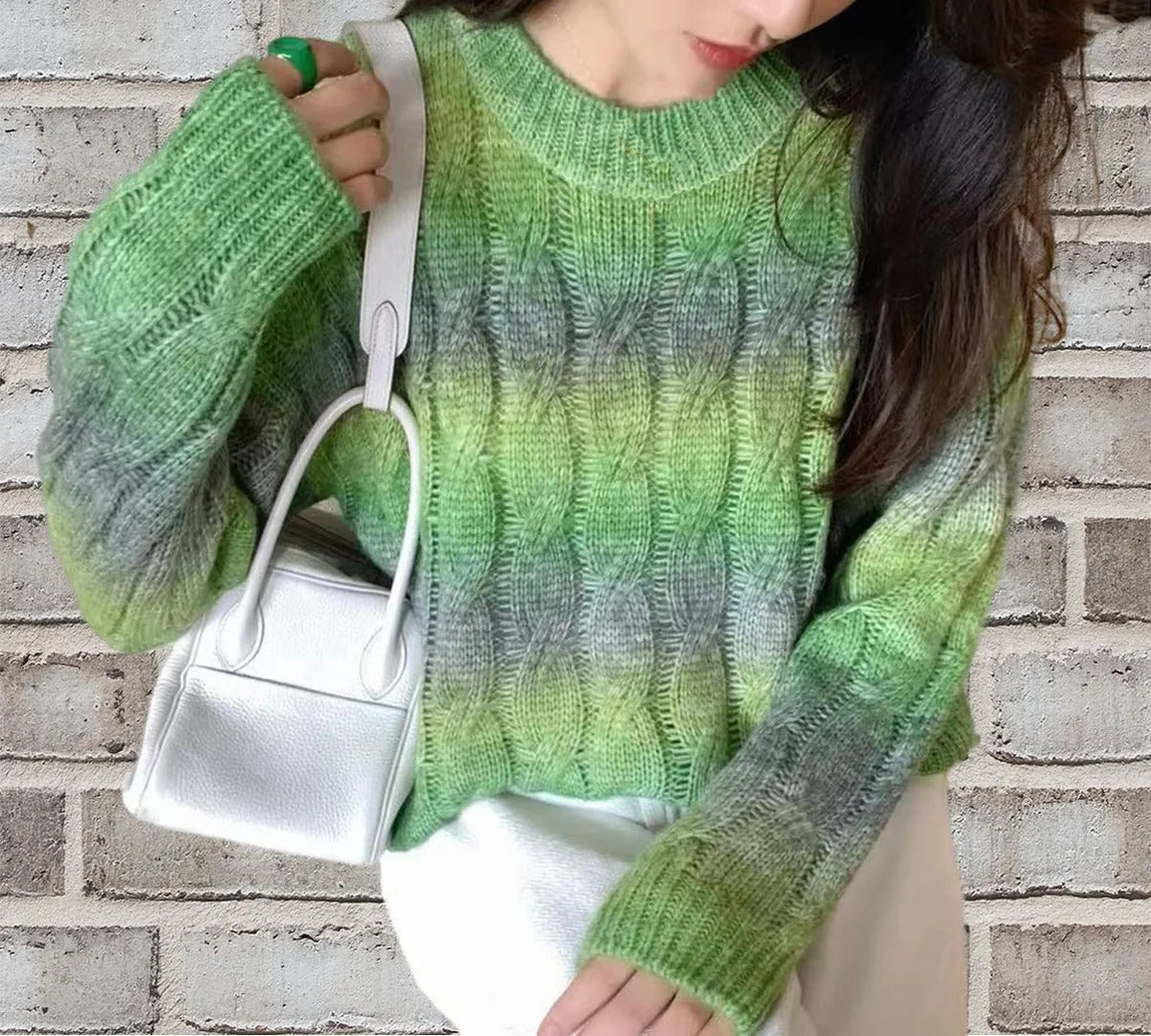 Women's relaxed-fit cable knit sweater soft warm long sleeve casual everyday style
