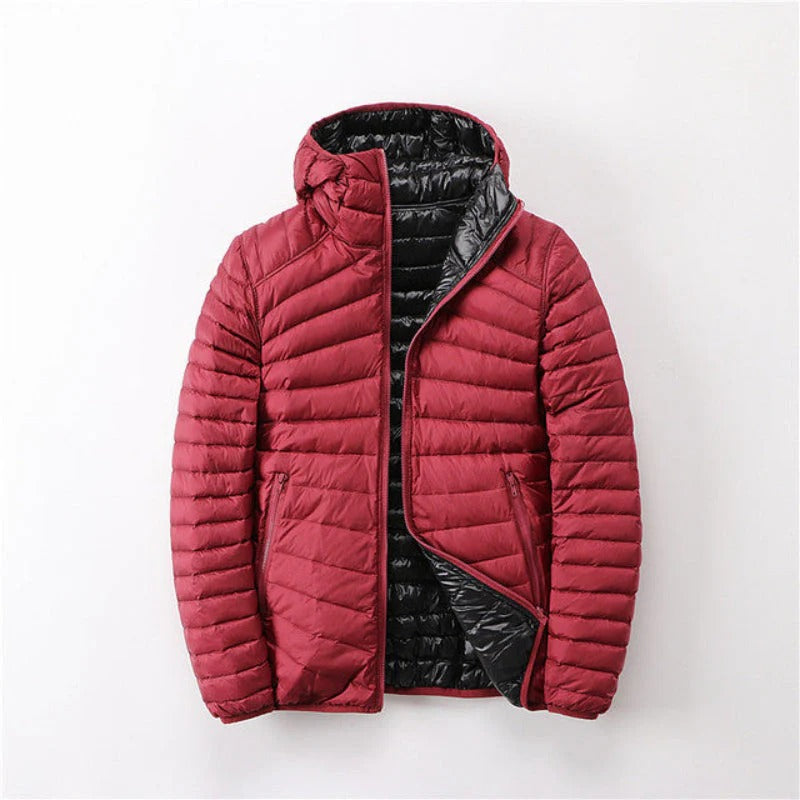 Women's padded windproof jacket with hood and zipper pockets, regular fit lightweight transitional outerwear