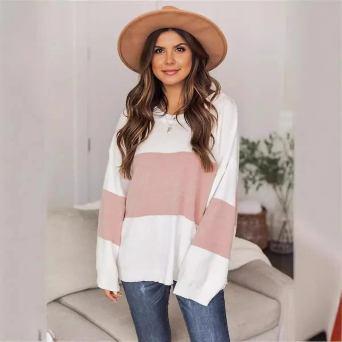 Women's oversized pullover sweater cozy knit texture wide sleeves casual comfort fall winter