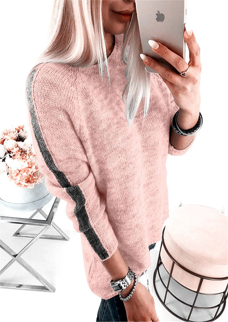 Women's loose fit knit sweater cotton blend relaxed silhouette in neutral tones Urbann-Vibe