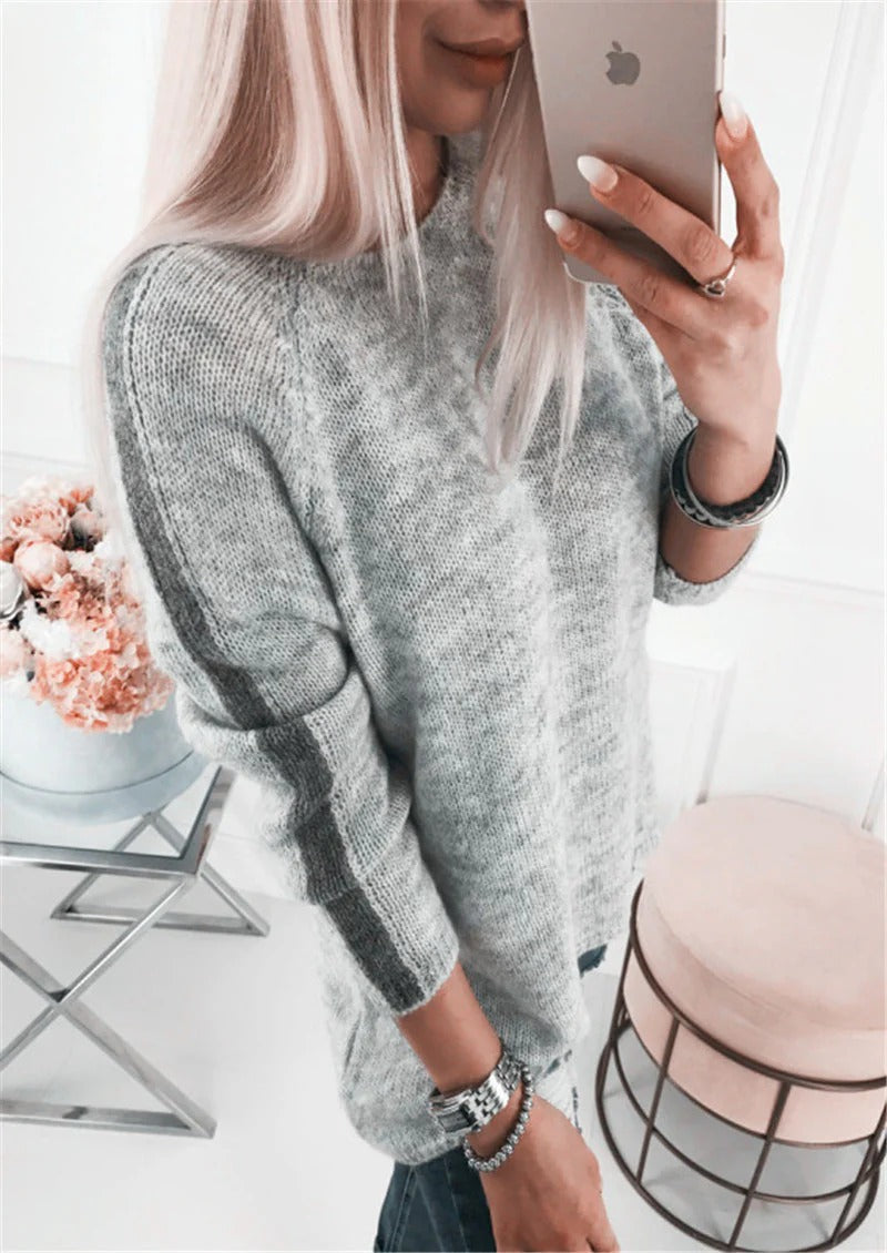 Women's loose fit cotton blend knit sweater relaxed silhouette for effortless all-season style