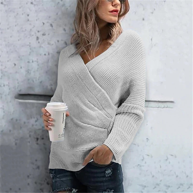 Women's ribbed knit wrap cardigan relaxed fit V-neck sweater cozy everyday chic layering style