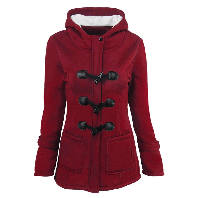 Women's structured cotton blend hooded jacket with flattering waist silhouette, versatile spring layer