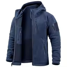 Men's Fleece Jacket – Relaxed Fit – Hood – Zipper – Practical Pockets