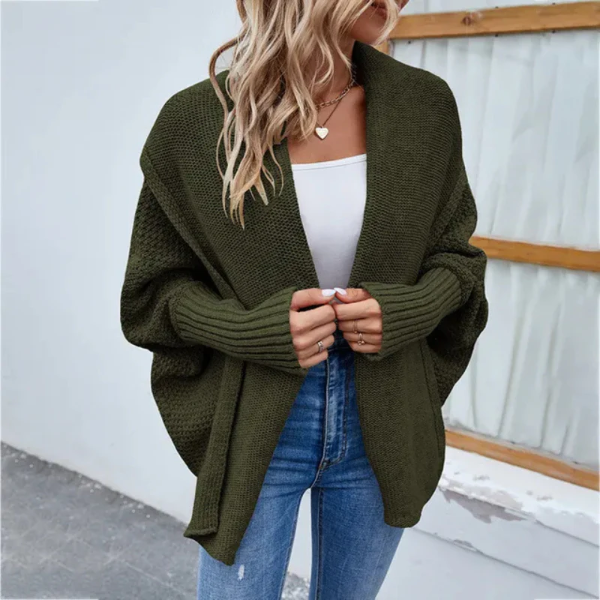 Women's oversized chunky knit cardigan open-front long sleeves cozy fall layering piece by Nordisk Flair