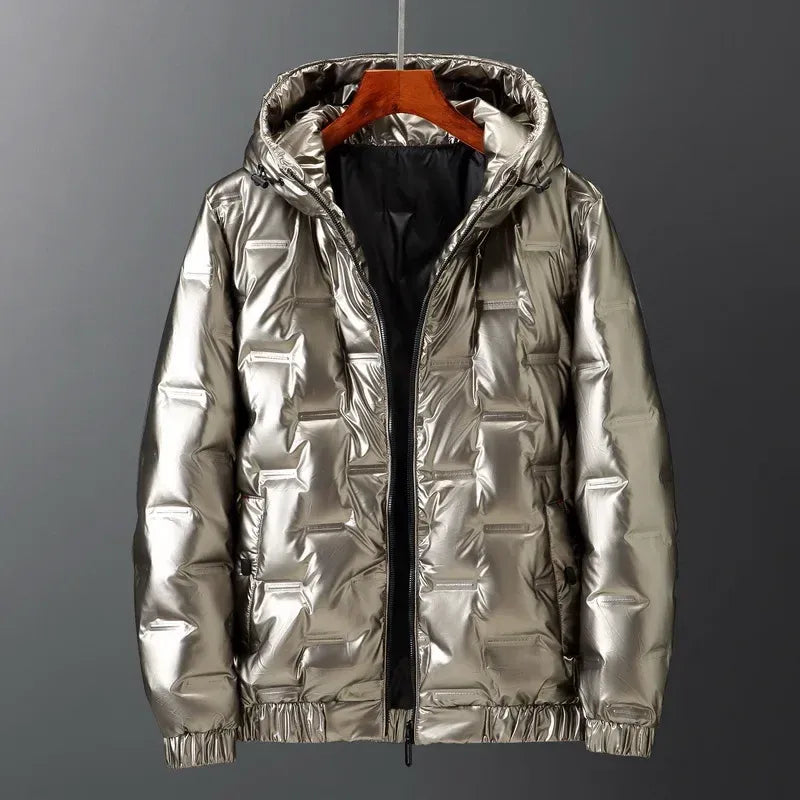 Men's quilted down jacket hooded water-resistant regular fit warm winter coat