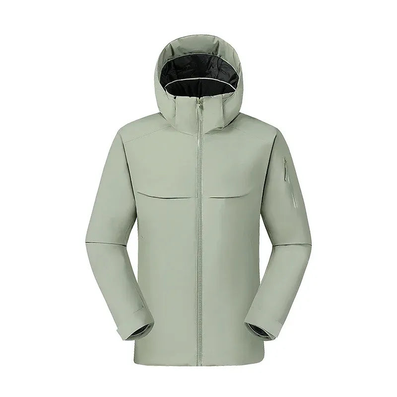 Men's insulated hooded coat full zip wind-resistant with sleeve utility pocket, lightweight urban style