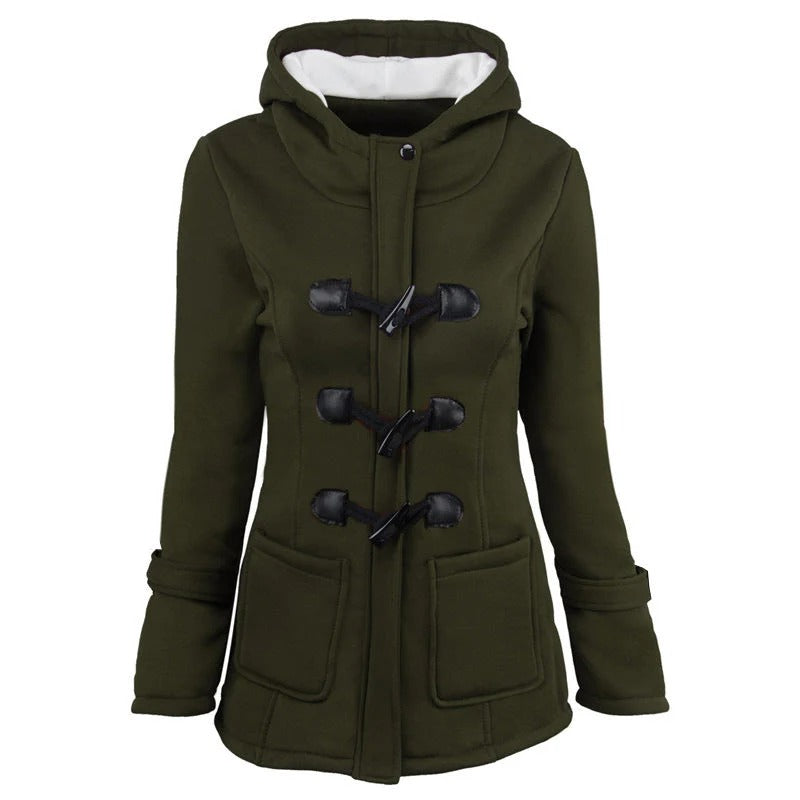 Women's structured cotton blend hooded jacket with flattering waist silhouette, versatile spring layer