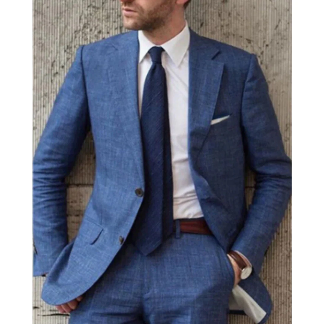 Men's slim fit wool look blazer, notch lapel, two-button closure, tailored silhouette for professionals
