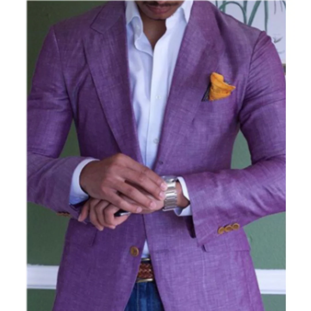 Men's slim fit wool look blazer, notch lapel, two-button closure, tailored for modern professionals