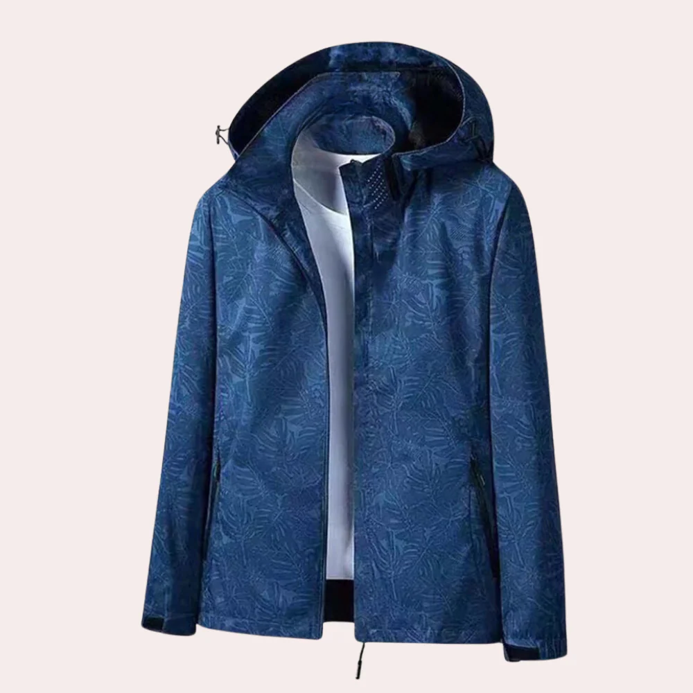 Women's lightweight straight-fit jacket with detachable hood, zipper pockets, and adjustable sleeves