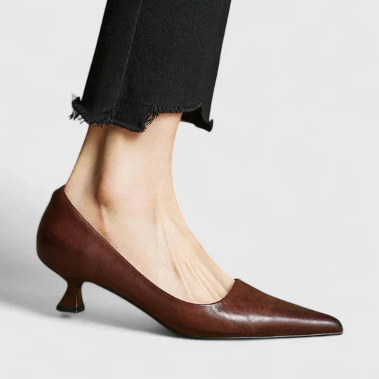 Vera | Women's Pointed Toe Slingback Kitten Heels in Burgundy