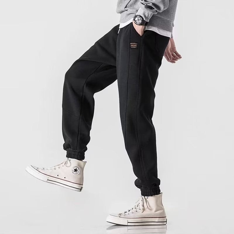 Men's gray cotton blend jogger sweatpants relaxed fit tapered leg with drawstring waist