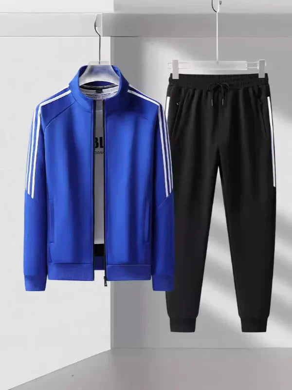 Men's two-piece tracksuit set high collar jacket tapered joggers lightweight athleisure urban style