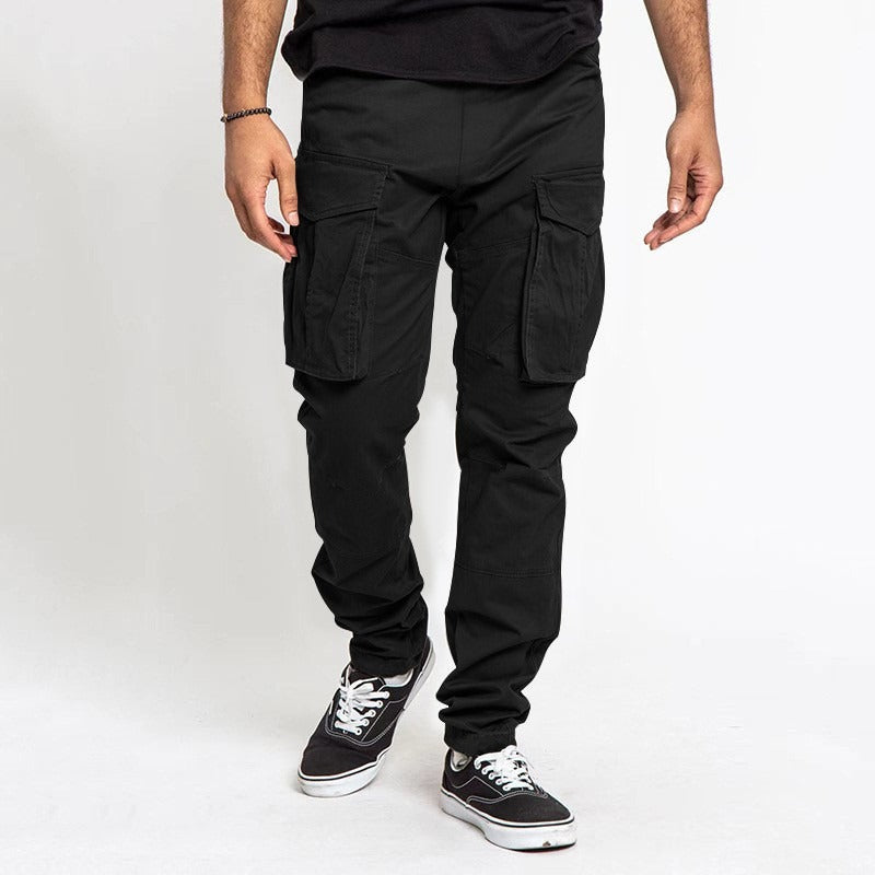 Men's loose fit cargo pants cotton blend with utility pockets, durable all-season outdoor style