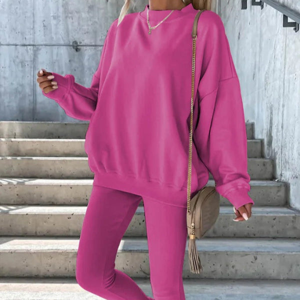 Women's oversized crew neck sweatshirt soft cotton blend relaxed silhouette casual comfort pullover