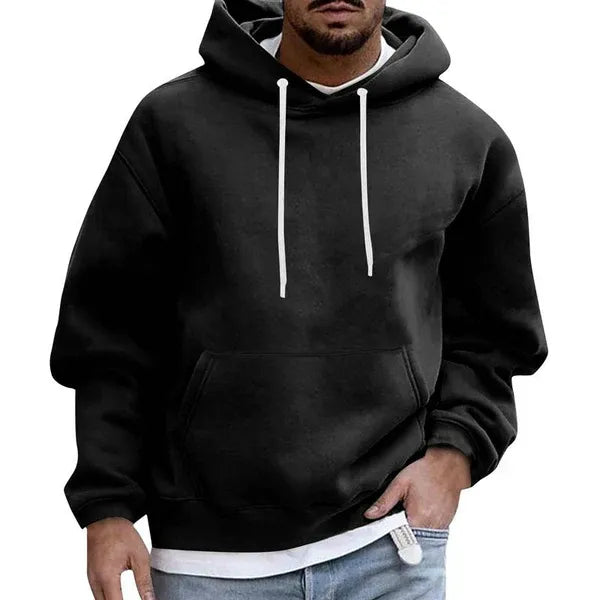 Men's oversized hoodie soft cotton feel drawstring hood kangaroo pocket urban cozy streetwear