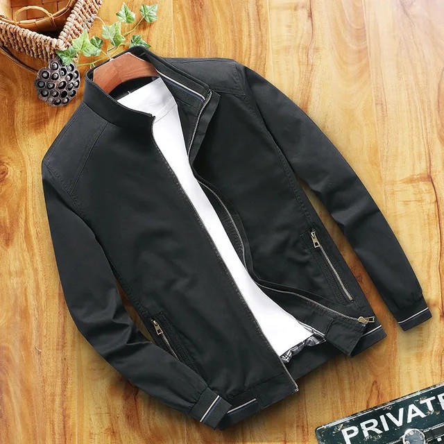 Men's slim fit windbreaker lightweight breathable jacket high collar zipper pockets streetwear
