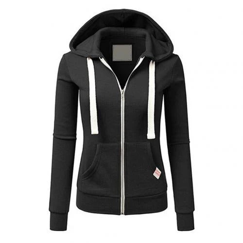 Women's slim fit hoodie soft cotton blend with front zipper and kangaroo pocket for everyday comfort