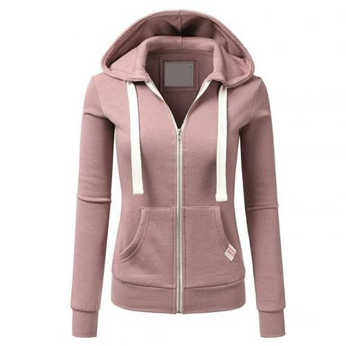 Women's slim fit hoodie soft cotton blend with front zipper and kangaroo pocket for everyday comfort