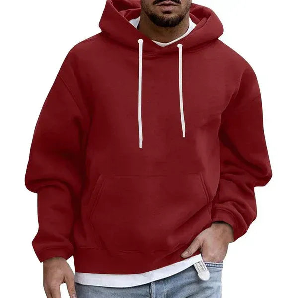 Men's oversized hoodie soft cotton feel drawstring hood kangaroo pocket urban cozy streetwear
