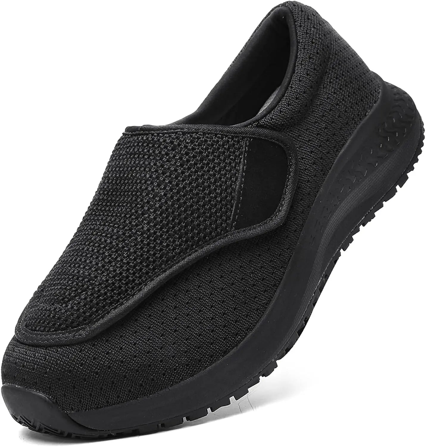 Men's diabetic extra-wide orthopedic shoes in neutral tones with adjustable stretchable fit for swollen feet