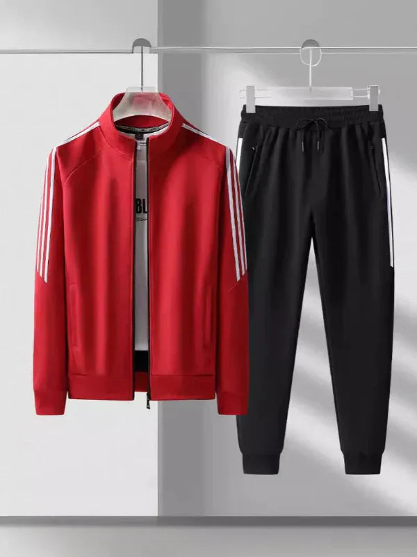 Men's two-piece tracksuit set high collar jacket tapered joggers lightweight athleisure urban fit