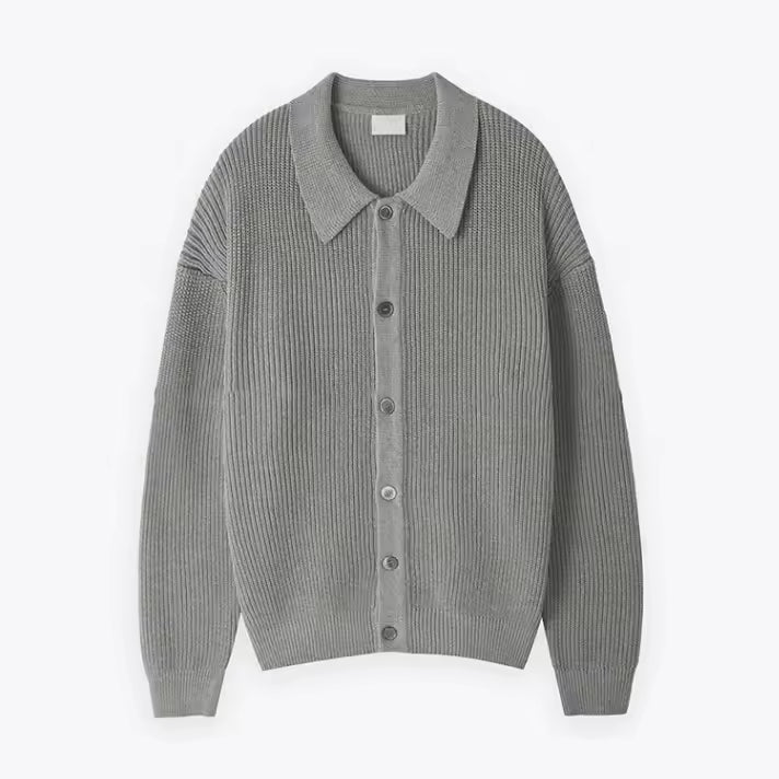 Men's oversized wool blend cardigan sweater cozy knit button-front relaxed silhouette casual layering