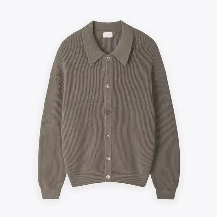 Men's oversized wool blend cardigan sweater cozy knit button-front casual layering style