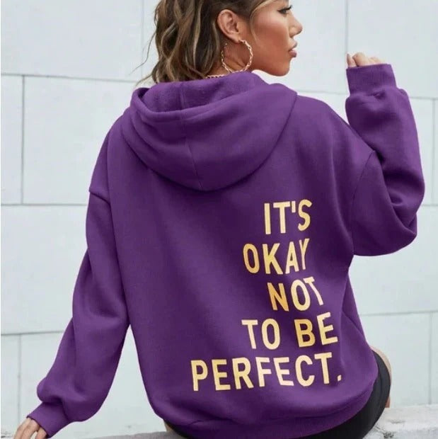 Women's oversized hoodie soft cotton blend bold back graphic print casual everyday streetwear style