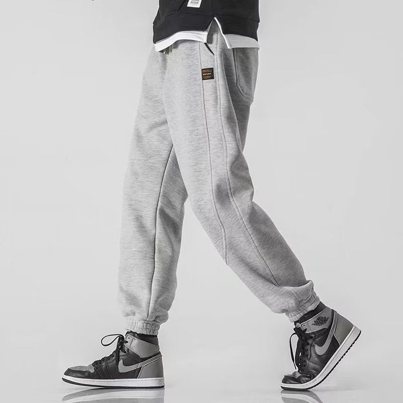 Men's gray cotton blend jogger sweatpants relaxed fit tapered leg with drawstring waist